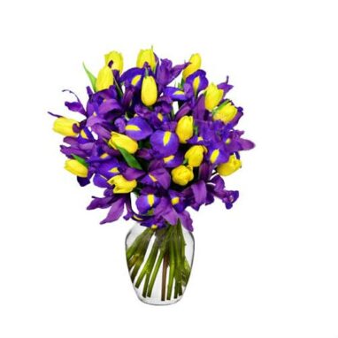 Arreglo Floral con Tulipanes e Iris