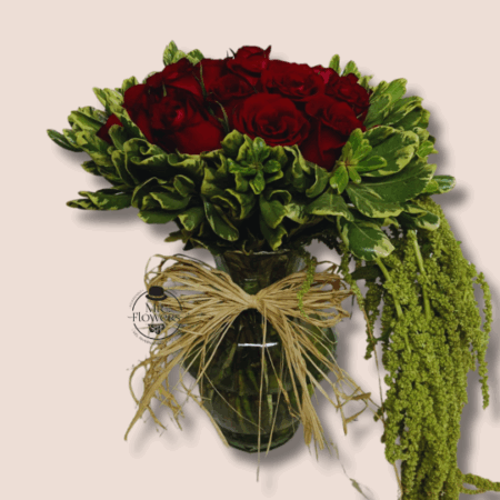 18 Rosas Rojas con Amaranto