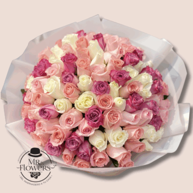 Ramo de 50 rosas color pastel