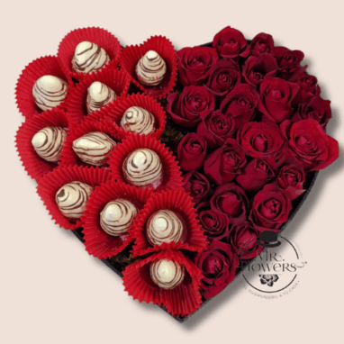 Arreglos para Hombres de Cumpleaños 3 Flores a domicilio -Amor Mixto Fresas con Chocolate y Rosas