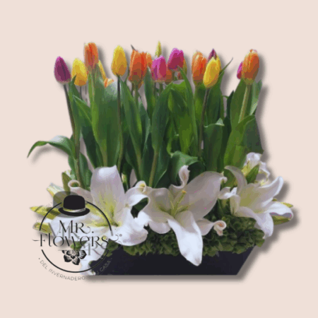 Arreglo Floral con 30 Tulipanes y Casablancas - Image 1