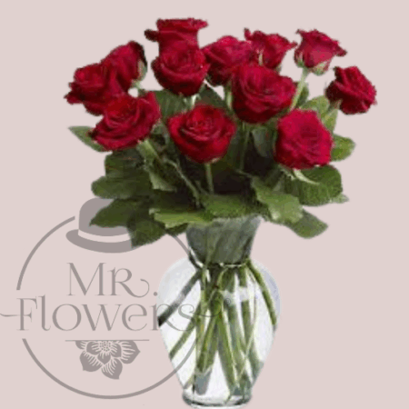 Arreglo Floral de 12 Rosas - Image 1