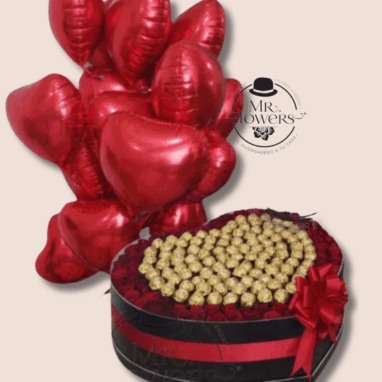 Arreglos para Hombres de Cumpleaños 27 Flores a domicilio -Caja Corazon Deluxe 2