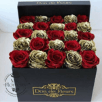 Caja con Rosas Doradas y Rojas