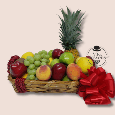 Perrito flores 19 Flores a domicilio -Canasta Frutal Norte y Sur Arreglo Frutal con Frutas Tropicales y Frutas del Bosque