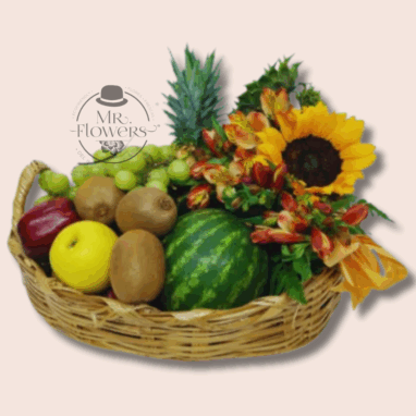 Perrito flores 18 Flores a domicilio -Canasta Frutal con Detalle Floral 1