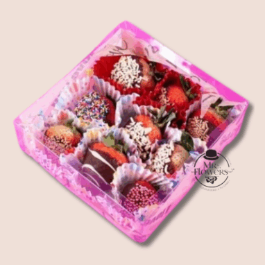 Fresas con Chocolate en Caja Decorada
