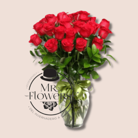Jarrón con 24 Rosas - Image 1