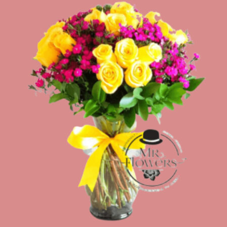 Jarrón con 24 Rosas y Brianthus - Image 1