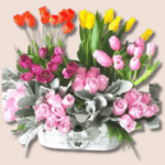 Arreglo floral con 40 Tulipanes y 24 Rosas